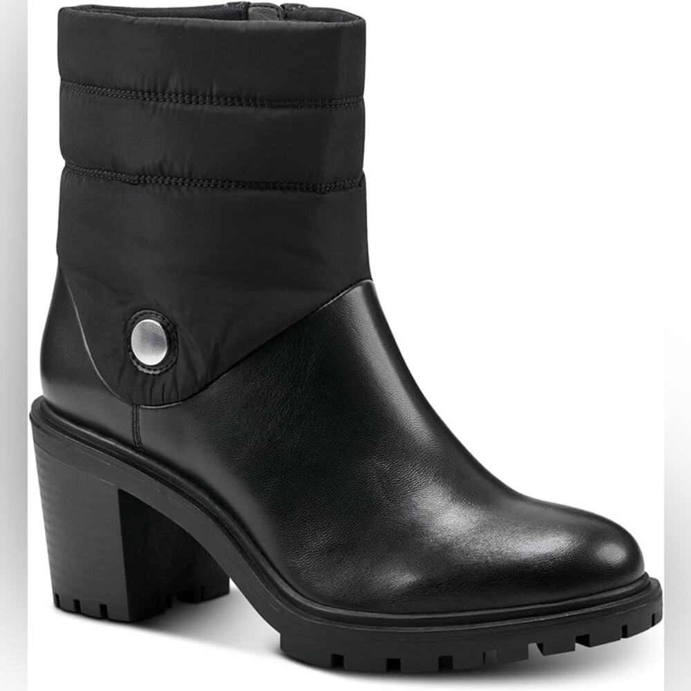 Alfani Belcalise lug sole heeled puffer boots black - 10.5